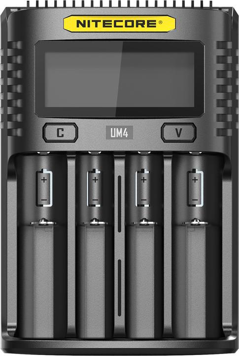 Nitecore Chargeur USB UM4 (1 pcs, 14500, 16340, 18650, Piles rechargeables + chargeur)