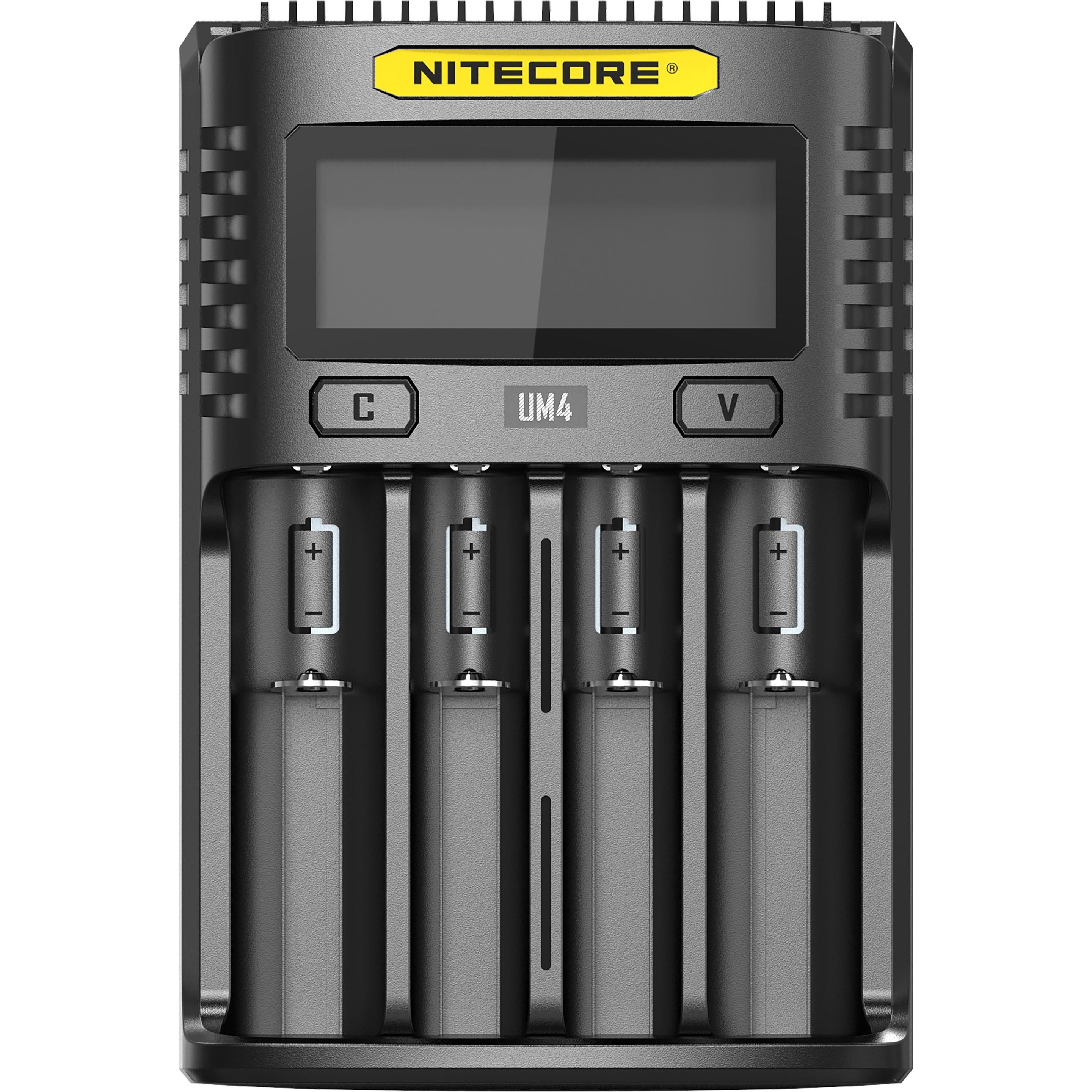Nitecore UM4 USB-Ladegerät (1 Stk., 14500, 16340, 18650, Ladegerät inkl. Akku), Akku Ladegerät