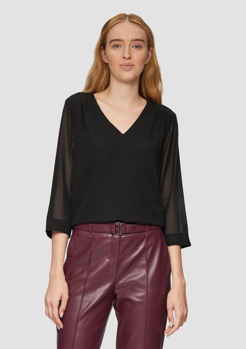 Produktbild S.Oliver Bluse Chiffonbluse mit Raffung an der Schulter und transparenten Ärmeln (34)