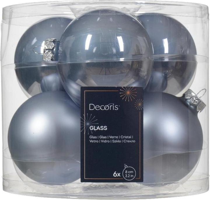 Actual product image Decoris Christmas Tree toy, light blue, 80 mm, glass, 6 pcs (6x)
