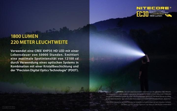 Produktbild Nitecore EC30 inkl. Akku (11.15 cm, 1800 lm)