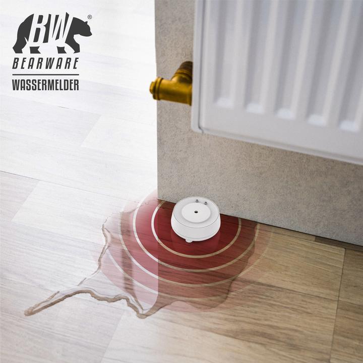 Produktbild Bearware 2x Wassersensor, IP66 Mini-Wasser Detektor, 110dB lauter Alarm, Wassermelder warnt bei Wasserschäden