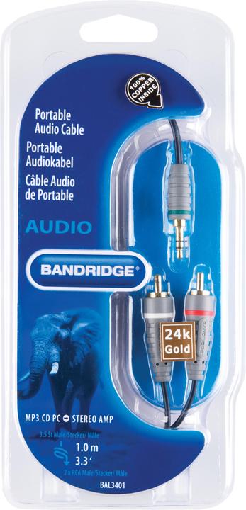 Actual product image Bandridge Audio BAL3401 (1 m, 3.5mm jack (AUX), Cinch)