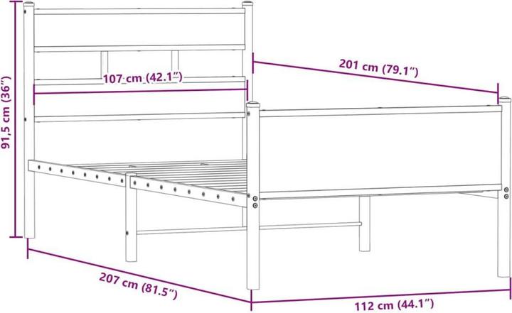 Image du produit vidaXL Bettgestell (107 x 200 cm)