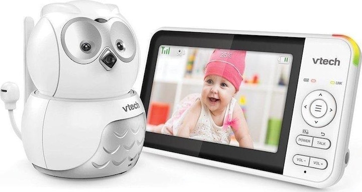 VTech Babyphone vidéo 5 pouces Hibou BM-5550 (Vidéo et audio, 300 m)
