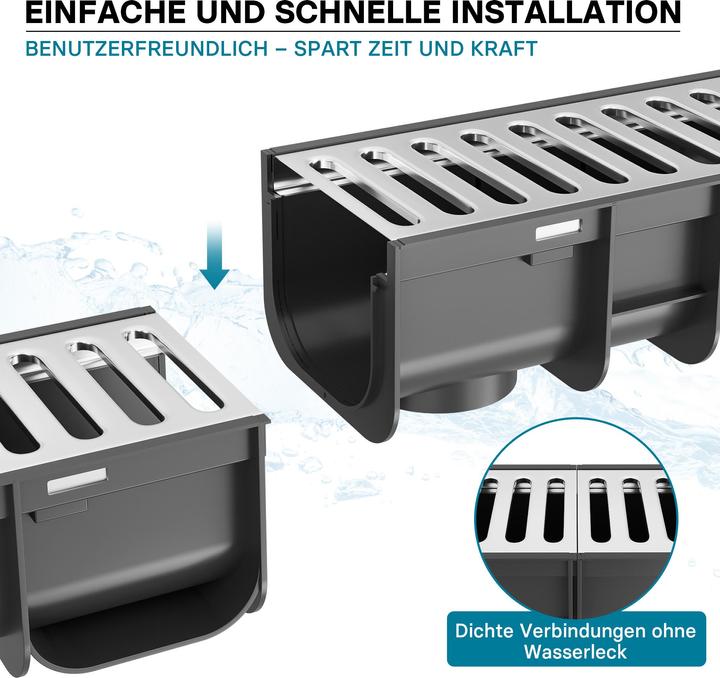 Image du produit Wiltec Caniveau de drainage 1m Grille de couverture 1,5t galvanisée Caniveau de drainage Caniveau de