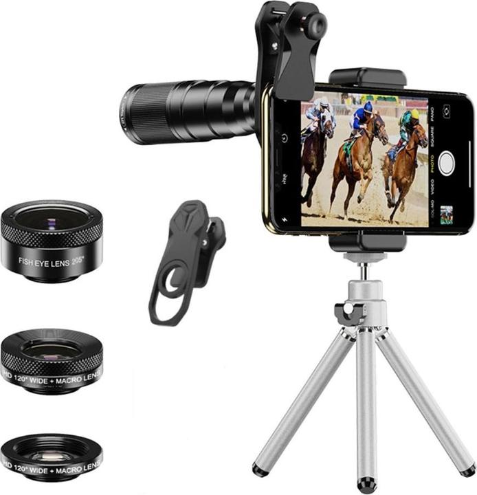 Produktbild Deltalabs Smartphone Teleskop-Objektiv 22x – Fisheye, Makro, Weitwinkel & Stativ