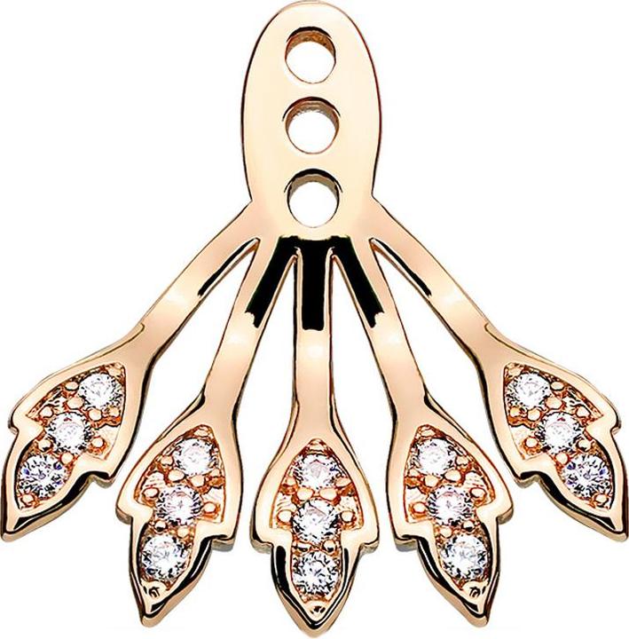 Image du produit Star Piercing Boucles d'oreilles Ear Jacket or rose avec cinq feuilles de cristal (Laiton)