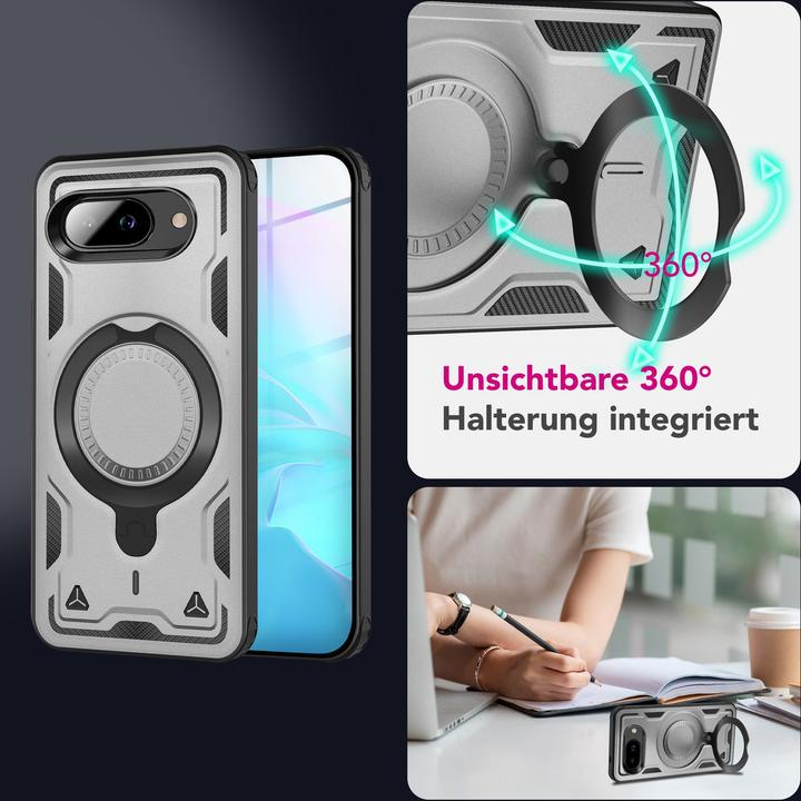 Produktbild Nalia Stormguard - Stabile Panzer Hülle mit MagSafe & 360-Grad Ringhalter - Military Cover (Google Pixel 9a)