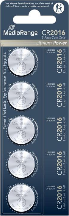 Actual product image MediaRange Button cells CR2016 3V (5 pcs., CR2016, 75 mAh)