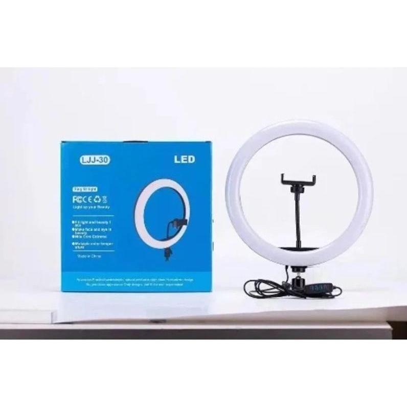 iLike Elight SR12 31cm LED Light Ring with Smartphone holder + BT remote, Selfie Stick, Schwarz