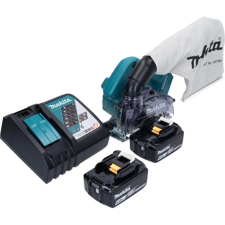 Thumbnail - Makita, Schleifmaschine + Poliermaschine, DCC 500 RG Akku Diamantschneider 18 V 125 mm Brushless + 2x Akku 6,0 Ah + Lade...