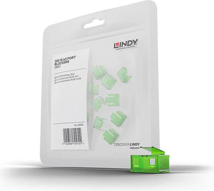 Actual product image Lindy RJ45 Port Blockers x 20 Green