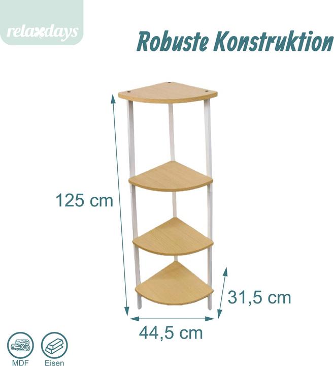 Produktbild Relaxdays Eckregal (44.50 x 31.50 x 125 cm)