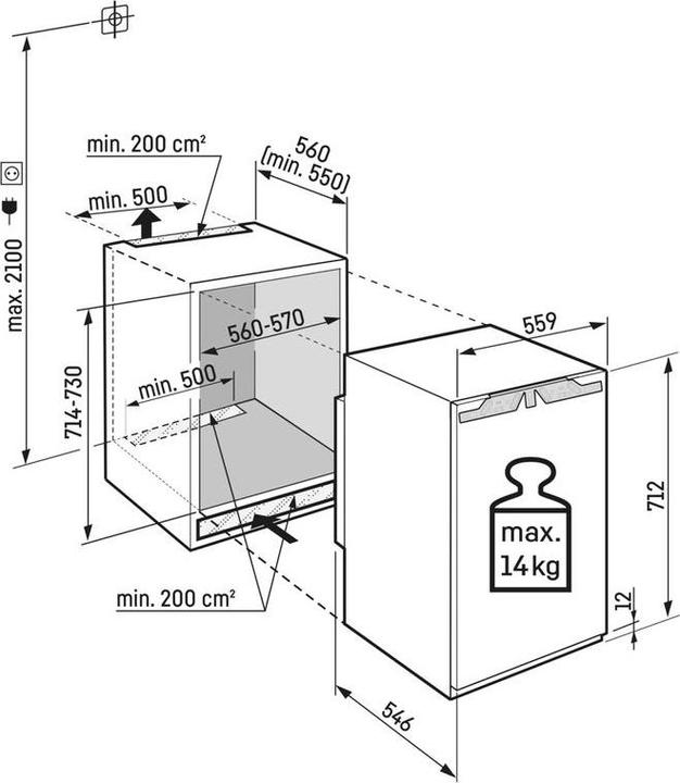 Actual product image Liebherr integrated freezer with NoFrost-IFNci 3553-22-994884351 (65 l)