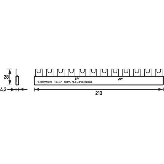 Doepke Sammelschiene 1ph. EV-SG1.12.70 Gabelschuh 70A,12 TE EV-SG1.12.70 (Widerstand), Passive Bauelemente, Grau
