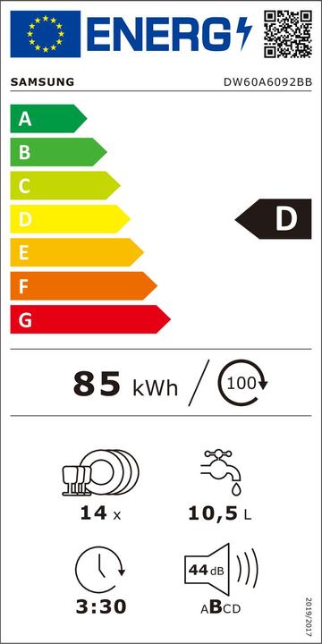 Energy Label Samsung DW60A6092BB/ET