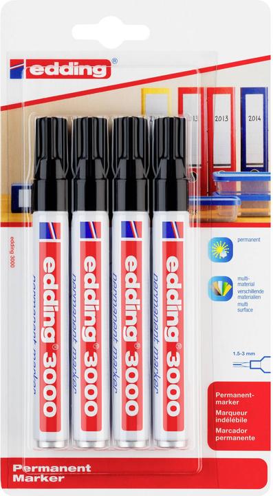 Produktbild Magni Permanentmarker 3000 4er 1,5-3 mm schwarz Blister (4x)