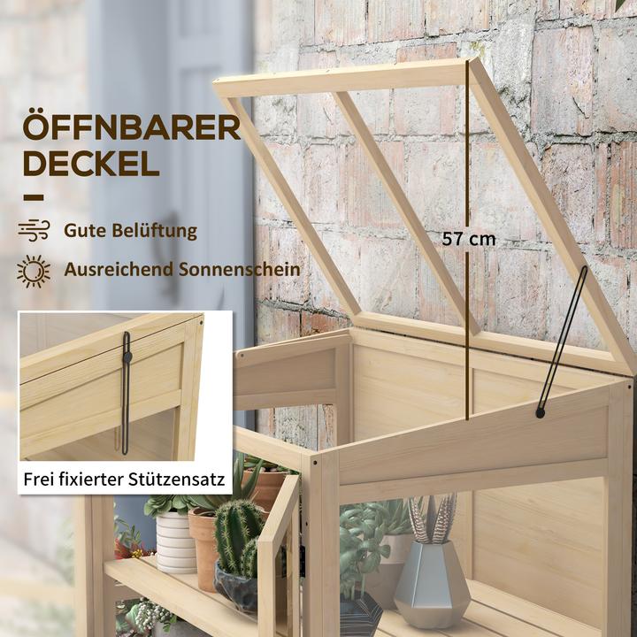 Produktbild Outsunny Frühbeet Acryl, Tannenholz Naturholz
