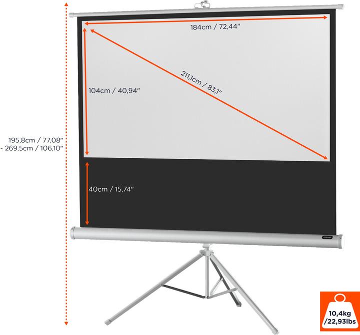 Produktbild Celexon Economy tripod screen - Projektionsbildschirm mit Stativ - 211 cm (83") (72.44", 16:9)