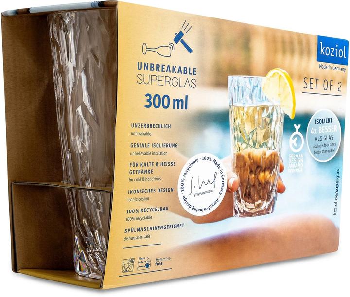 Actual product image Koziol Drinking glass Superglas Club No. 6, 300 ml, 2 pieces (0.30 l, 2 x)