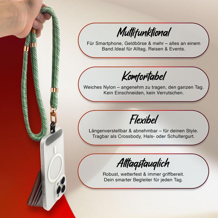 Image du produit Nalia HoldMe Lanyard Handykette - Universal Trageband für Smartphones - Verstellbar, Soft & Elastisch
