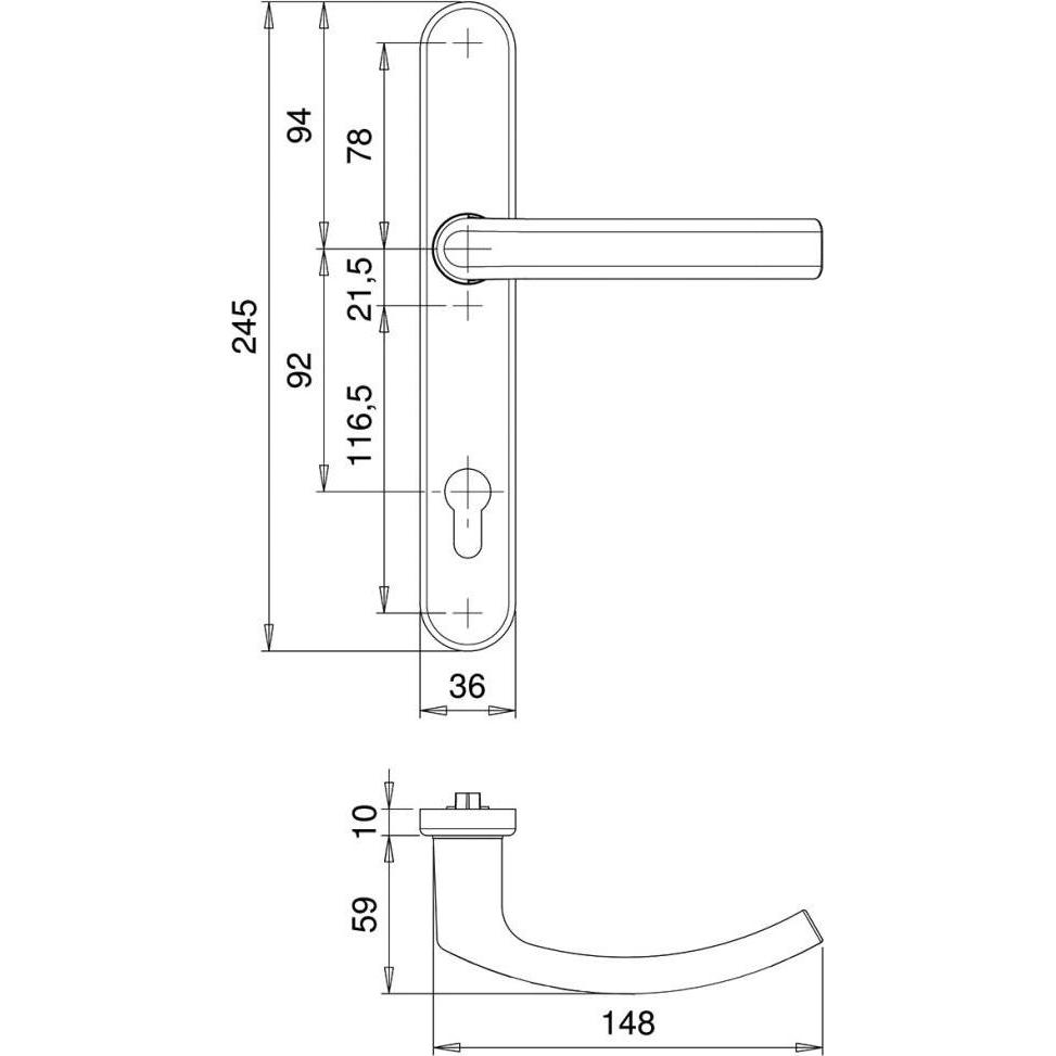 Thumbnail - Magni, Türgriff + Fenstergriff, EST-Rahm.-Dr.-Grt. S.Kron 2005/035, F00 (Türgriff)