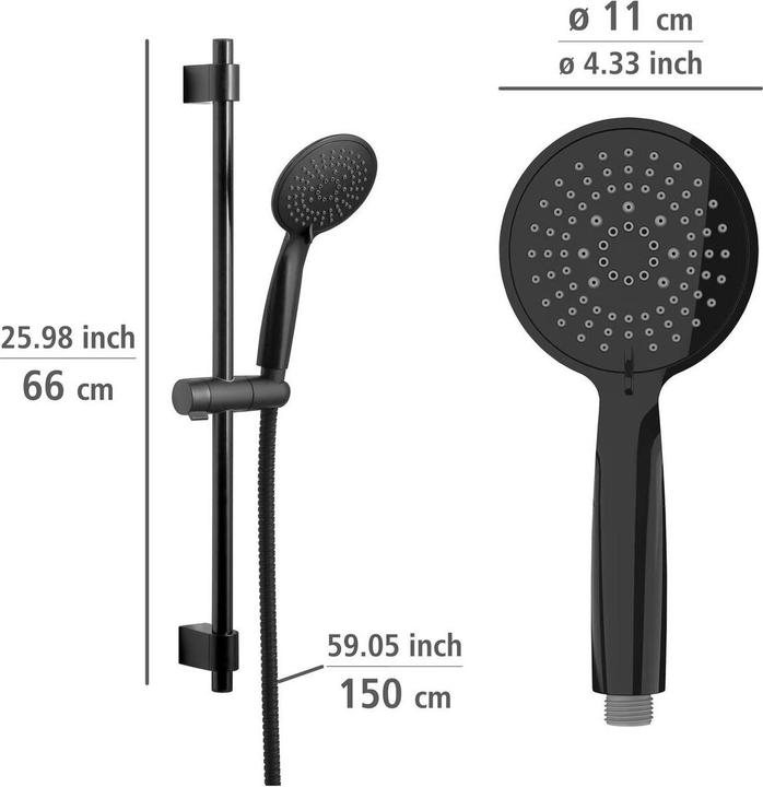 Immagine prodotto Wenko Set doccia Young Line nero (5 Tipi di raggi, 10 l/min)