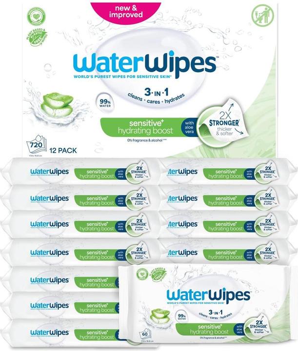 Actual product image WaterWipes Hydrating Wipes (12 x 60 pcs.)