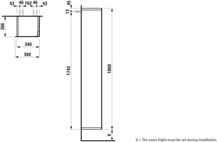 Produktbild Laufen Ino Hochschrank, Scharnier rechts, 340x306x1800mm, H425452030