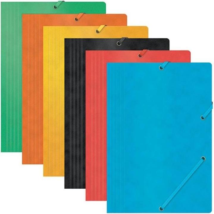 Produktbild Office Products Gummizugmappe, presspappe, a4, 390 g/m2, 3-klappen, farbig sortiert (A4)
