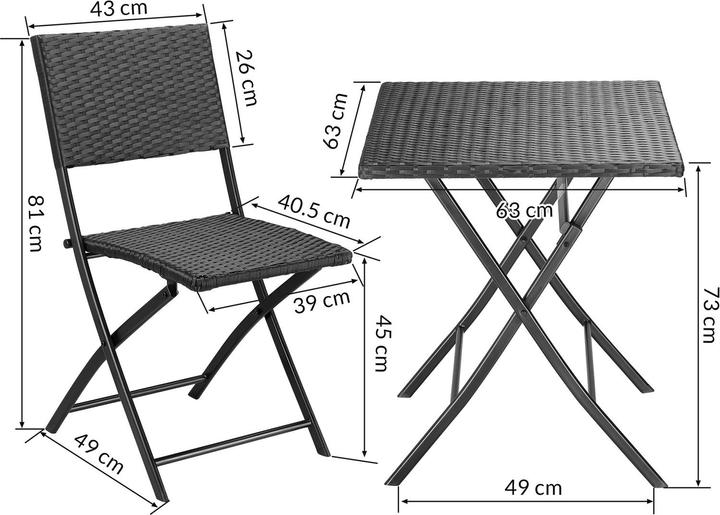 Image du produit Casaria Set de balcon (63 x 63 x 73 cm)