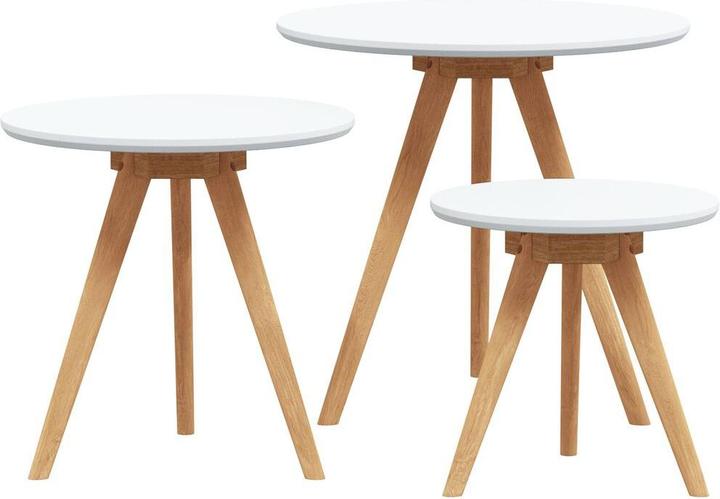 vidaXL Set di tavolini da caffè in legno massiccio di noce e truciolato (32 x 32 x 32 cm, 40 x 40 x 40 cm, 50 x 50 x 46 cm)