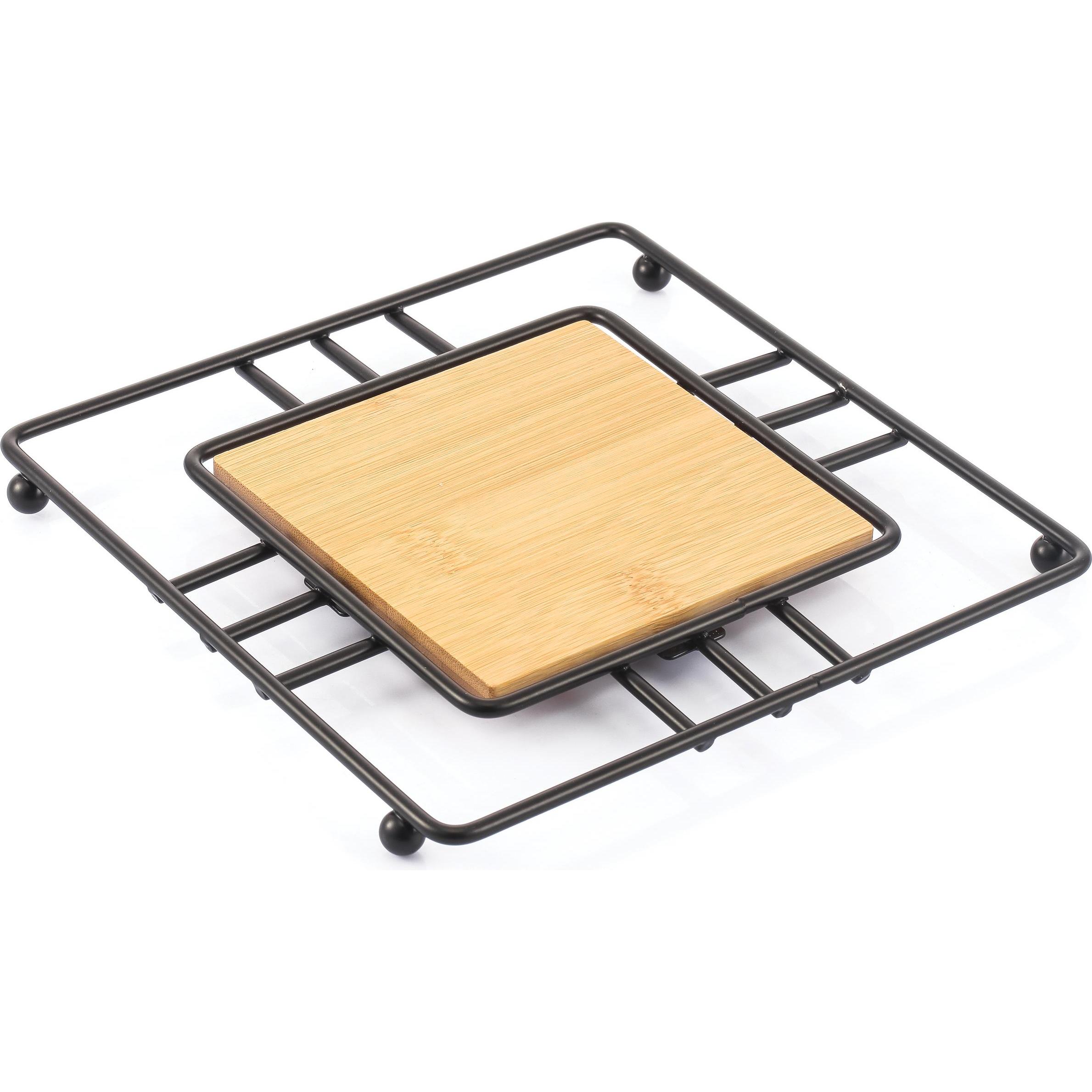 Steinbach, Sottobicchiere + Sottopentola, Sottopentola nero e bambù Elie (Pan coaster)