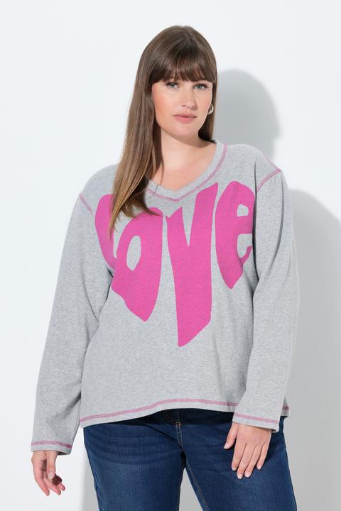 Produktbild Ulla Popken Sweatshirt, Love, A-Linie, V-Ausschnitt, Langarm (46, 48)