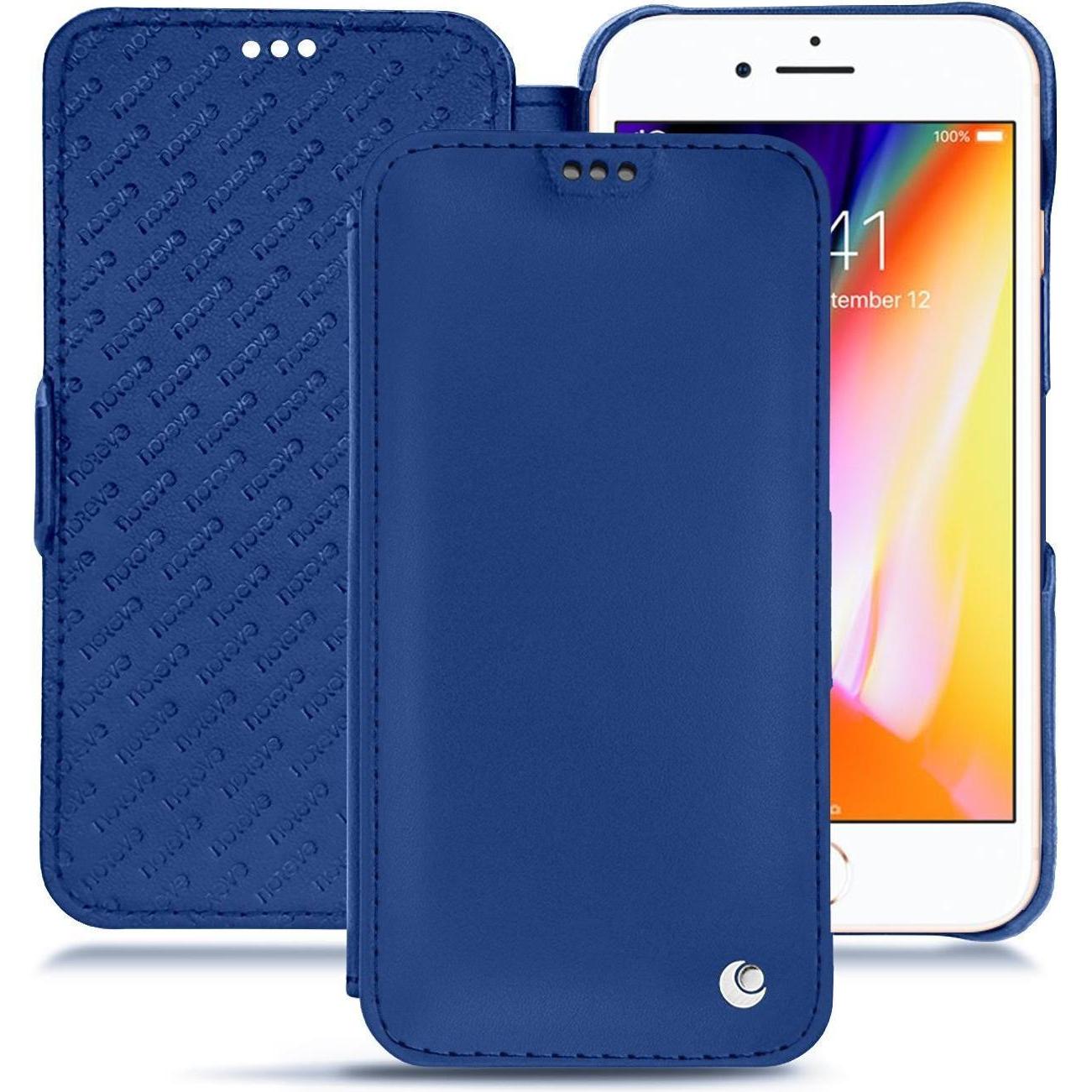 Noreve Lederschutzhülle horizontal (Apple iPhone 8), Smartphone Hülle, Blau