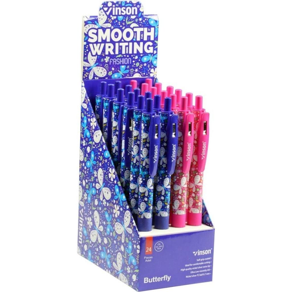 Easy Stationery, Penne, Automatischer Kugelschreiber. Fashion Butterfly blau (24Stk) (Blu, 24 x)