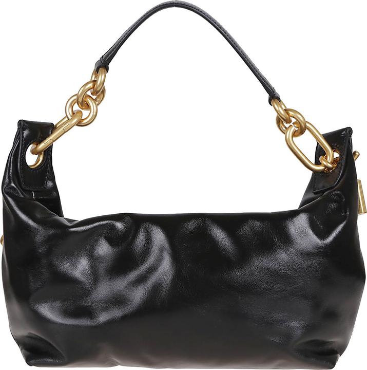 Actual product image Balmain sync shoulder bag in soft leather, black
