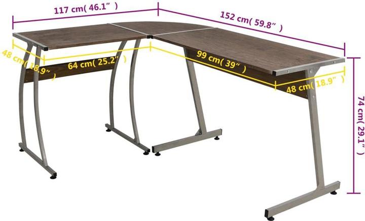 Produktbild vidaXL Schreibtisch (152 x 117 x 74 cm)