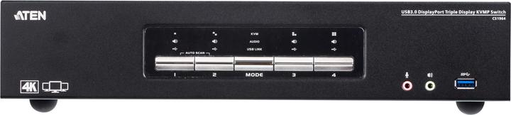 Produktbild Aten CS1964 KVMP-Switch 4-fach, DisplayPort für 3 Displays 4K, USB 3.0, Audio