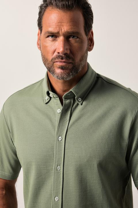 Immagine prodotto JP1880 Camicia di seersucker con mezze maniche, colletto button-down e vestibilità moderna (4XL)