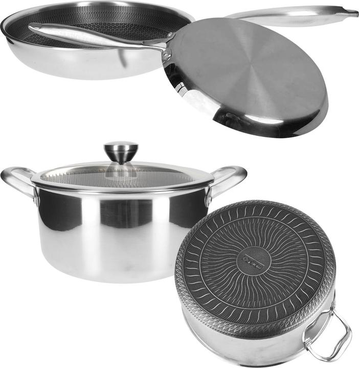 Actual product image Cheffinger Kochset Inox Premium 10-teilig (28 cm, Pan set + pot set, Stainless steel)