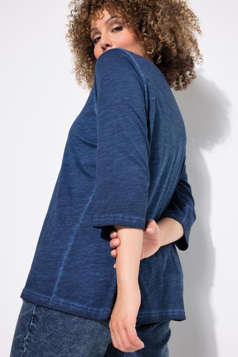 Actual product image Ulla Popken UNIQUE Embroidered 3/4 Sleeve Tee (46, 48)