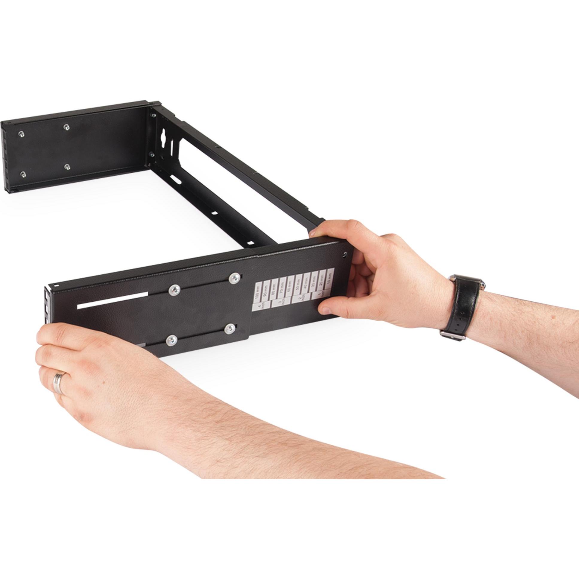 Thumbnail - Digitus 8HE Wandmontage Patch-Halter 3608x528x225 mm tiefenverstellbar (8 HE, 19 Zoll Rack), Serverschrank, Schwarz
