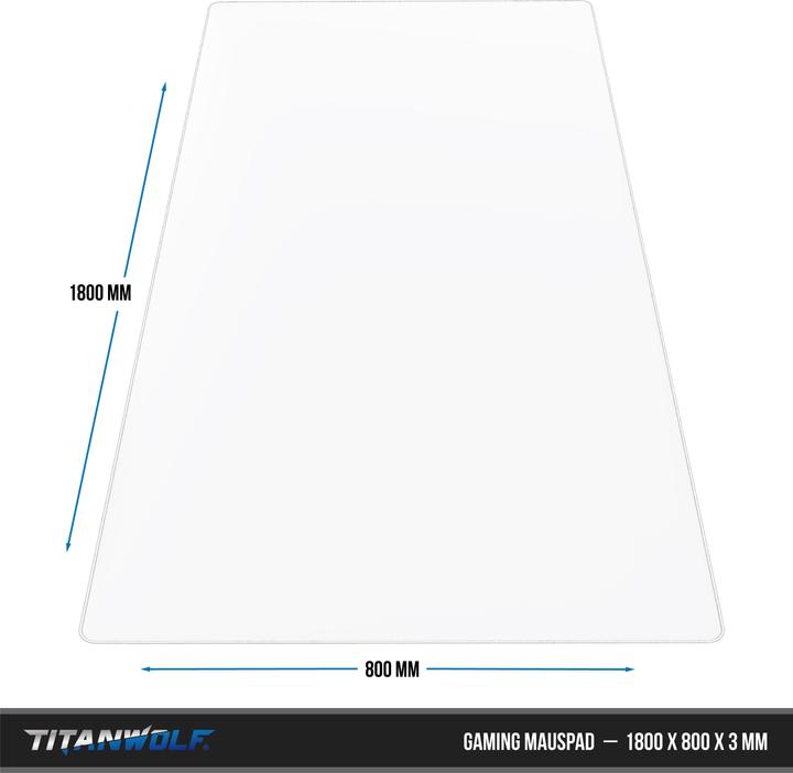 Actual product image Titanwolf Gaming mouse pad, XXXL speed gaming mouse mat, mouse pad extra large surface of 1800 x 800mm, white (XXL)