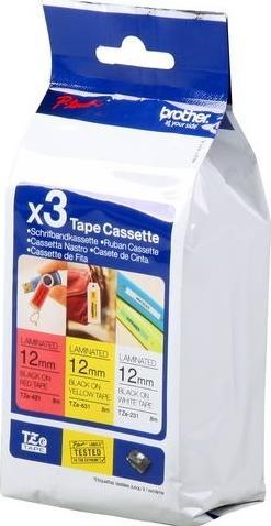 Actual product image Brother Multipack TZe-31M3 (1.20 cm, Red, White, Yellow)