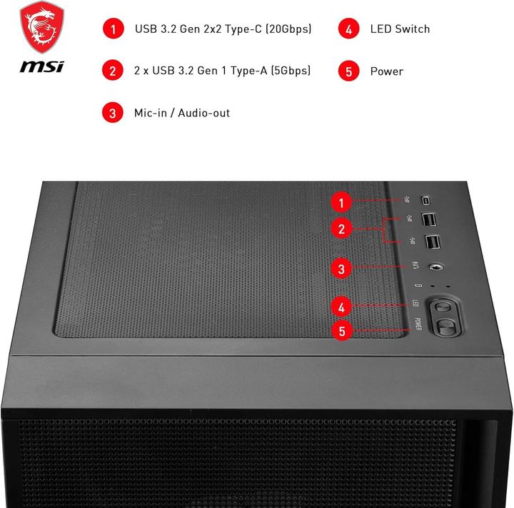 Immagine prodotto MSI MAG Forge 321R Airflow (ATX, mATX, Mini-ITX)
