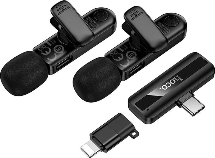 Actual product image Hoco Other Computer Accessory Wireless double microphone Lightning / USB C L20A black
