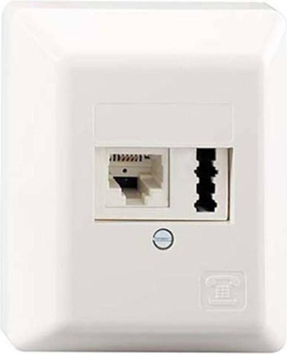 Actual product image Ze-Kom ZE 10x combi-socket UAE1x8(6)/TAE1x6F+N AP pure white, 10er VPE