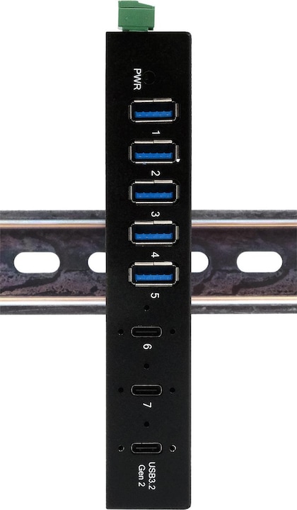 Produktbild Exsys Industrial USB 3.2 Gen 2x1 Hub 7-Port (USB-C, 7 Ports)